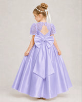 Lavender Lace A-line First Communion Dress Back View