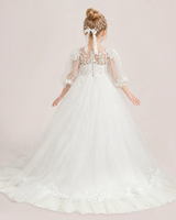 Ivory Tulle A-line First Communion Dress Back View
