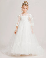 Ivory Tulle A-line First Communion Dress Front View