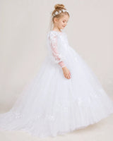 White Tulle Ball Gown First Communion Dress Side View