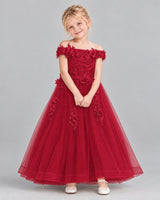 Burgundy Ball Gown Girls Formal Dress Front