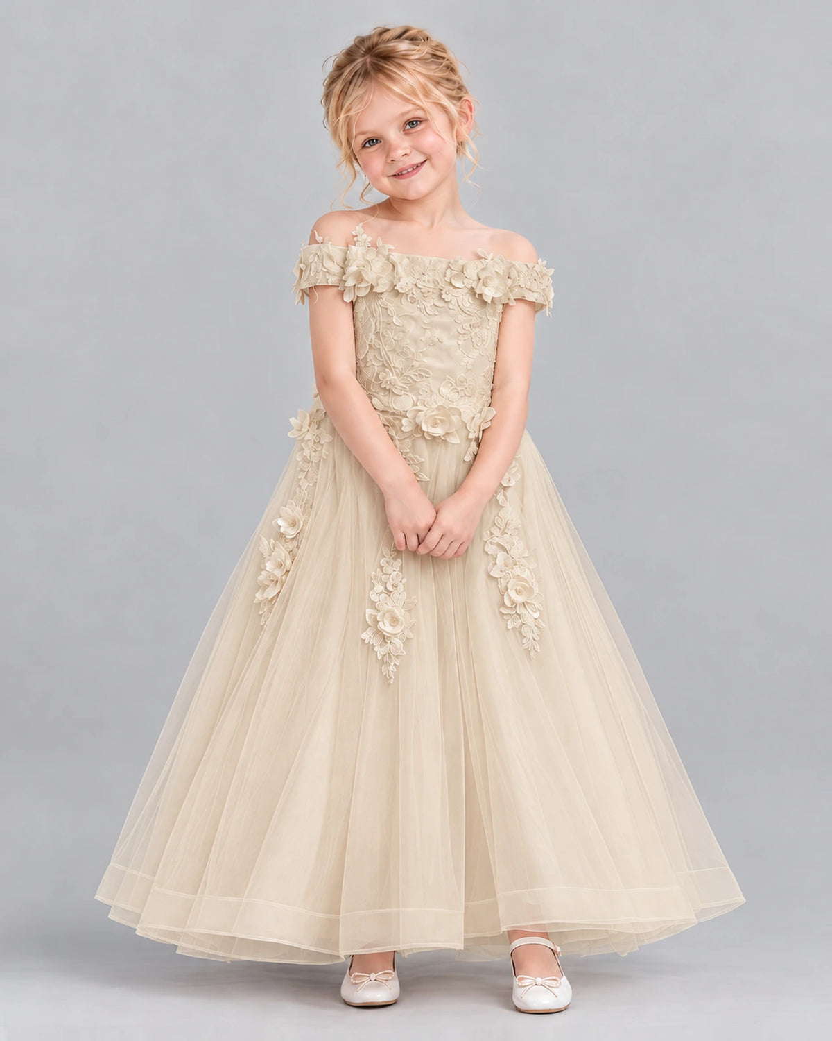 Champagne Ball Gown Girls Formal Dress Front