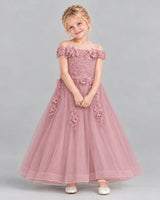 Dusty Rose Ball Gown Girls Formal Dress Front