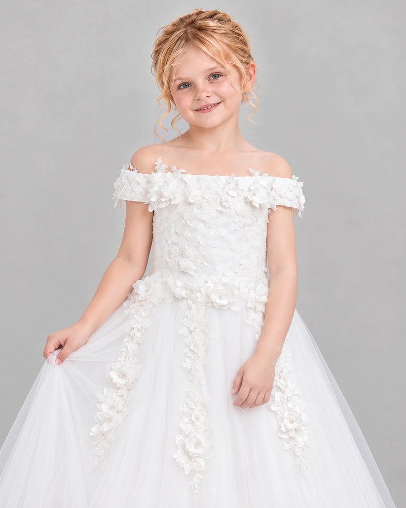 Ivory Ball Gown Girls Formal Dress Detail [Shared]