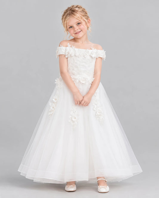 Ivory Ball Gown Girls Formal Dress Front