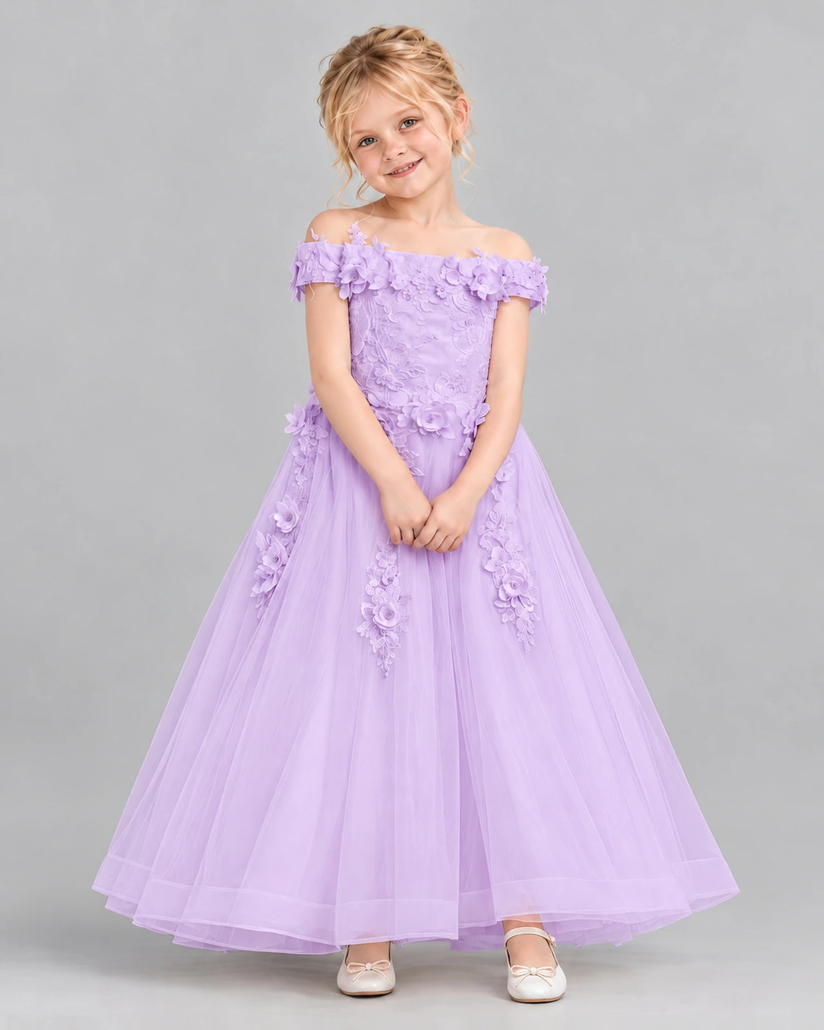 Lilac Ball Gown Girls Formal Dress Front