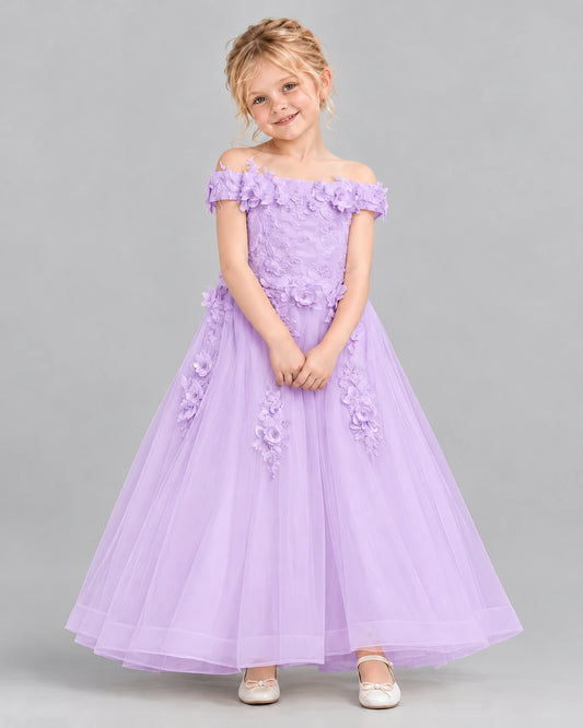 Lilac Ball Gown Girls Formal Dress Front