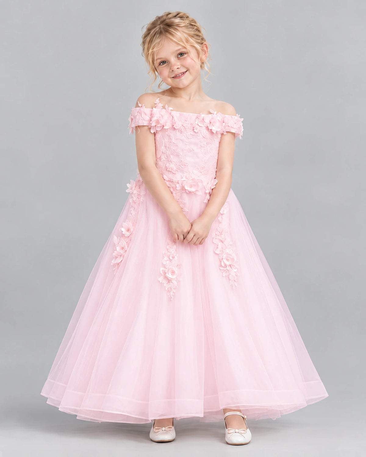 Pink Ball Gown Girls Formal Dress Front