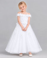 White Ball Gown Girls Formal Dress Front