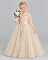 Champagne Ball Gown Flower Girl Dress Front