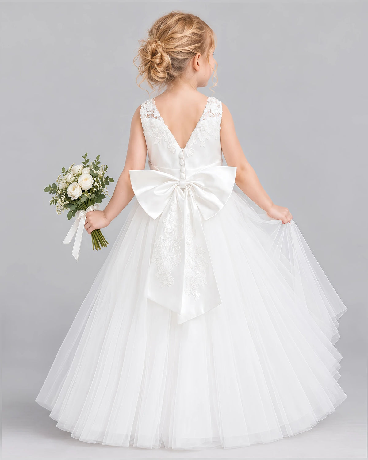 Ivory Ball Gown Flower Girl Dress Back [Shared]