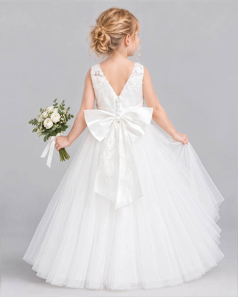 Ivory Ball Gown Flower Girl Dress Back [Shared]