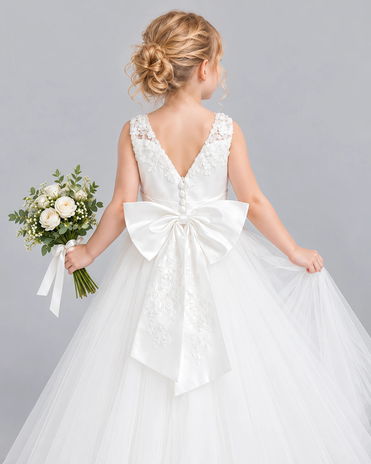 Ivory Ball Gown Flower Girl Dress Back_Detail [Shared]