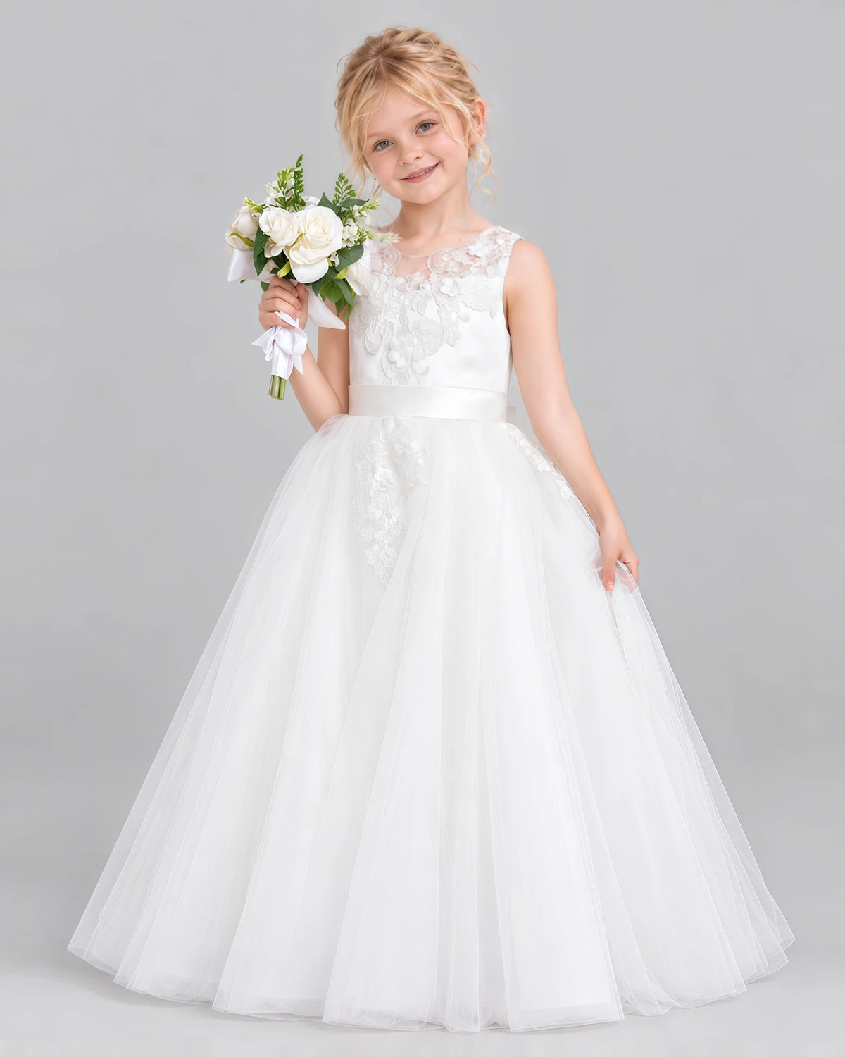 Ivory Ball Gown Flower Girl Dress Front