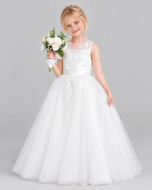 Ivory Ball Gown Flower Girl Dress Front