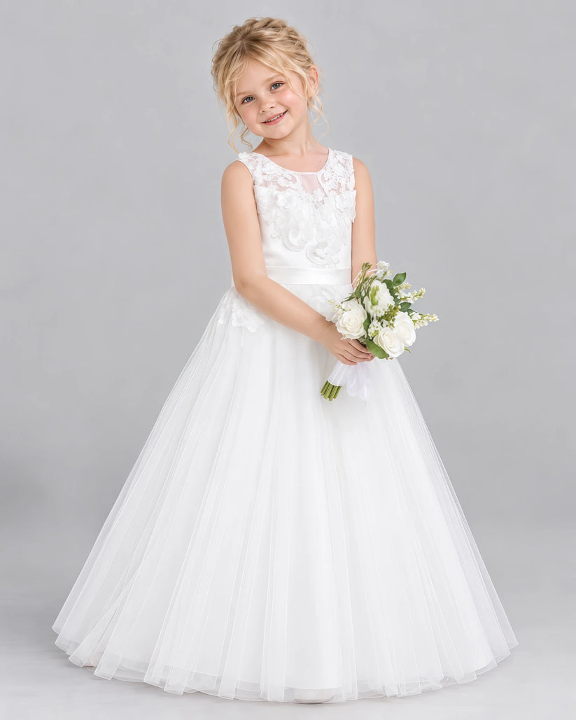 Ivory Ball Gown Flower Girl Dress Side [Shared]