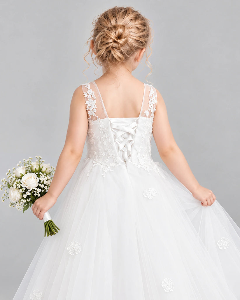 Ivory Ball Gown Flower Girl Dress Back_Detail [Shared]