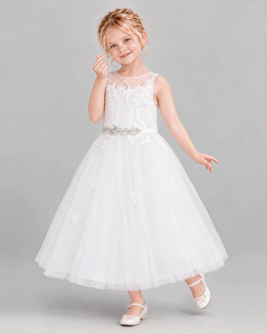 Ivory Ball Gown Flower Girl Dress Front