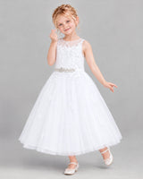 White Ball Gown Flower Girl Dress Front
