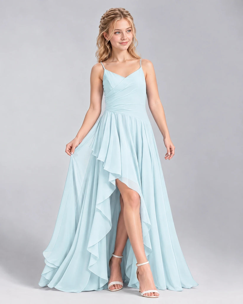Baby Blue A-line Junior Bridesmaid Dress Front