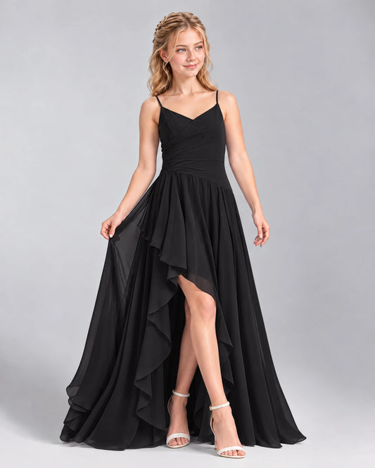 Black A-line Junior Bridesmaid Dress Front