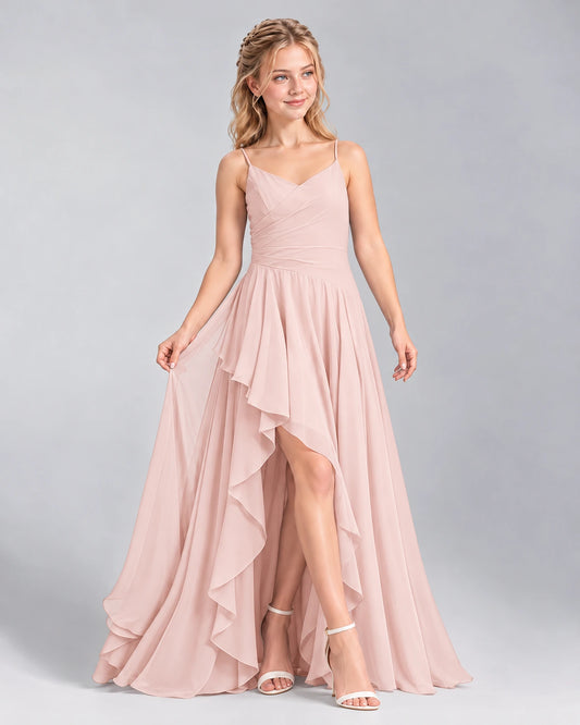 Blush Pink A-line Junior Bridesmaid Dress Front