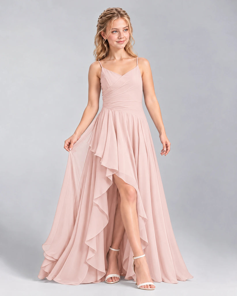 Blush Pink A-line Junior Bridesmaid Dress Front