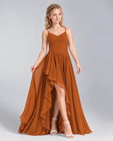 Burnt Orange A-line Junior Bridesmaid Dress Front