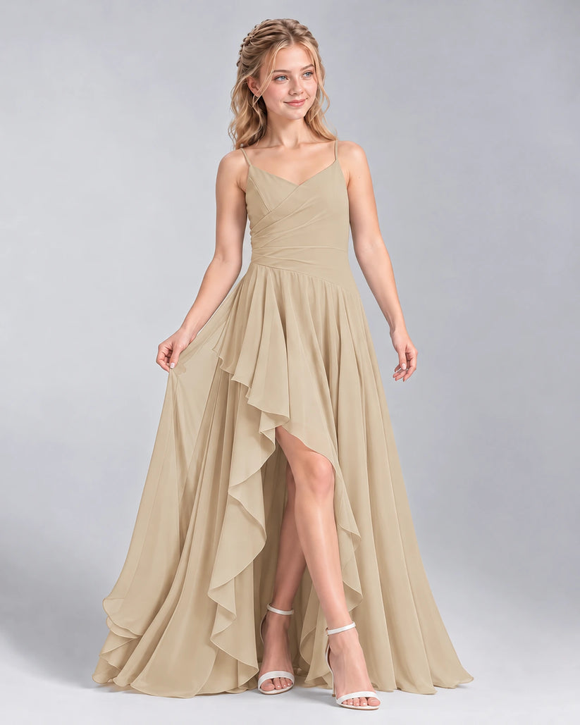 Champagne A-line Junior Bridesmaid Dress Front