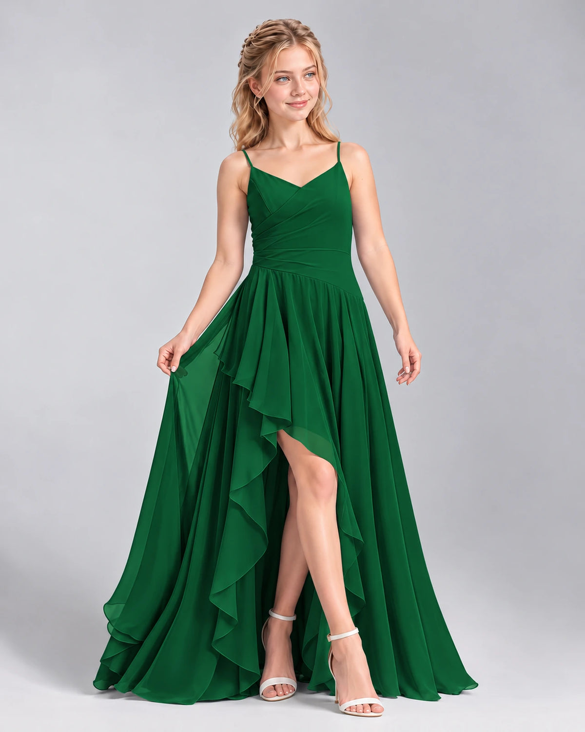 Dark Green A-line Junior Bridesmaid Dress Front