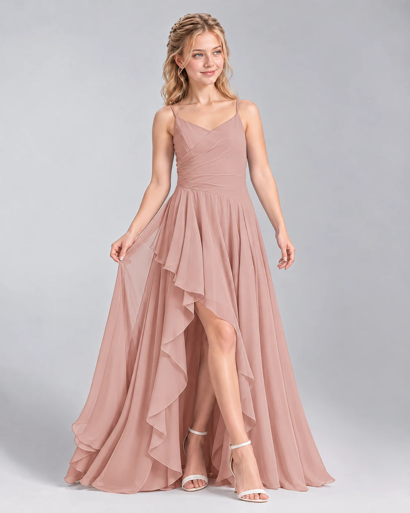 Dusty Rose A-line Junior Bridesmaid Dress Front
