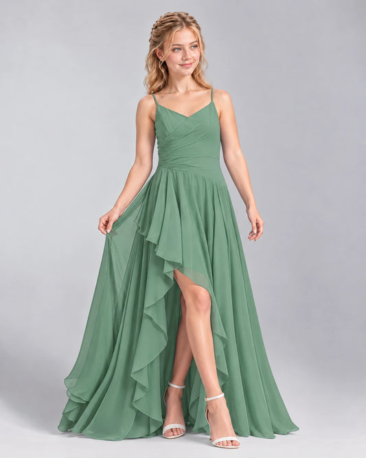 Eucalyptus A-line Junior Bridesmaid Dress Front