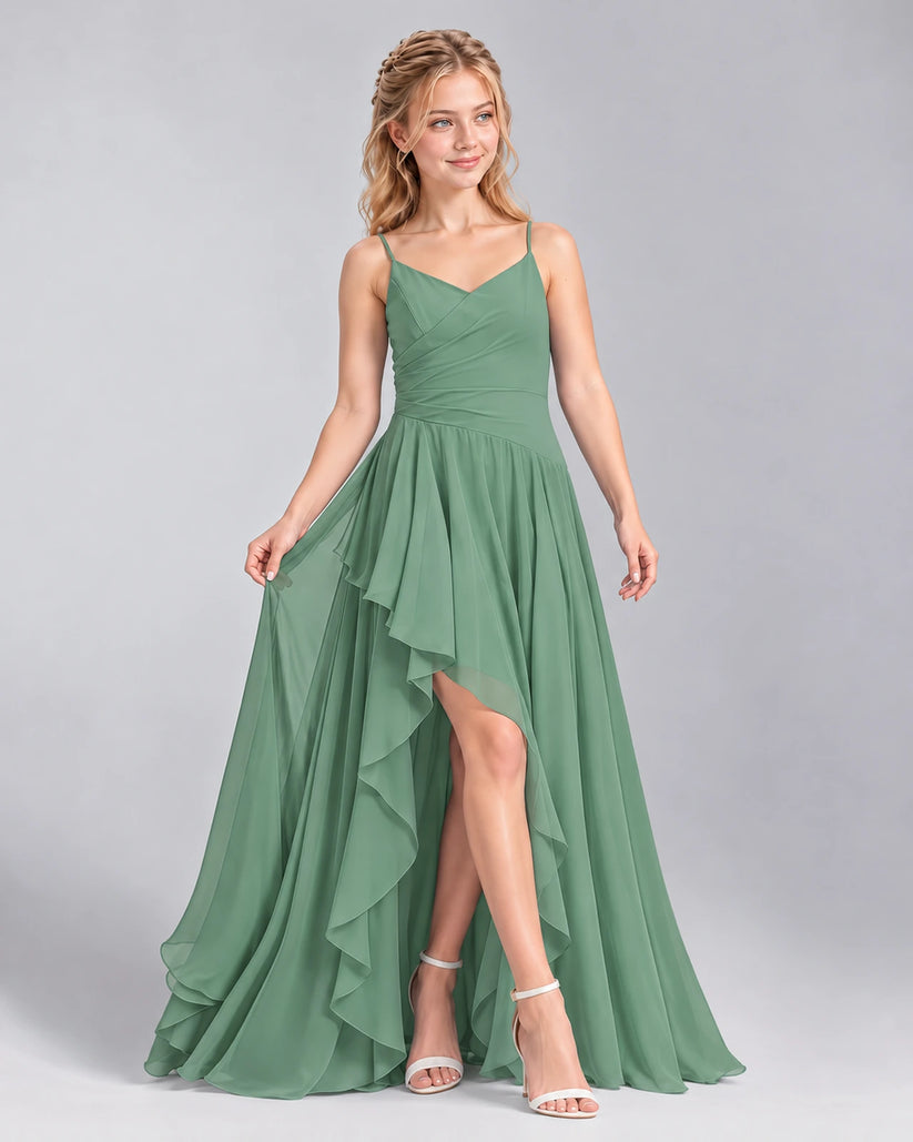 Eucalyptus A-line Junior Bridesmaid Dress Front