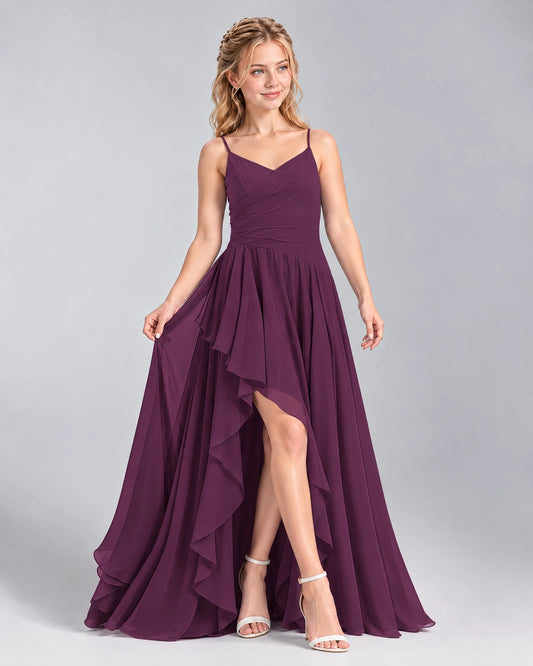 Grape A-line Junior Bridesmaid Dress Front