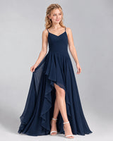 Navy Blue A-line Junior Bridesmaid Dress Front