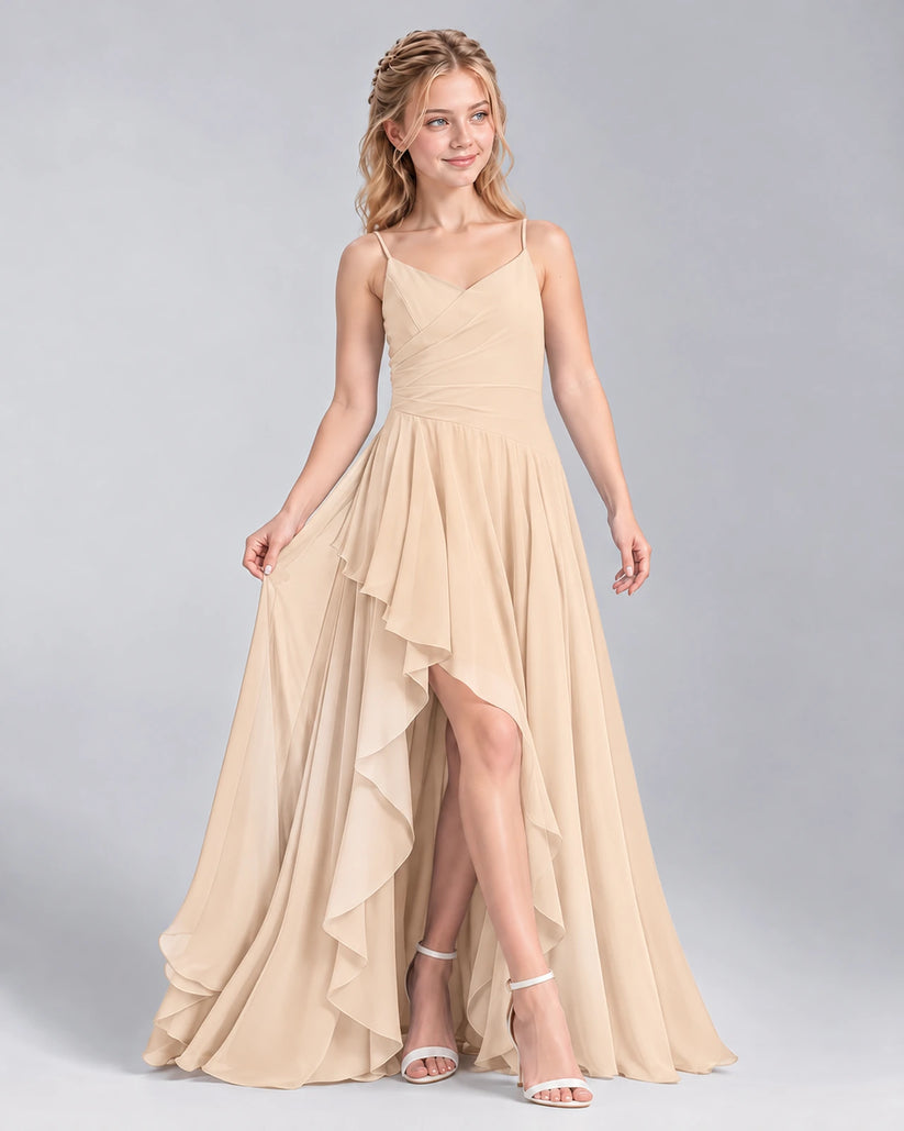 Peach A-line Junior Bridesmaid Dress Front