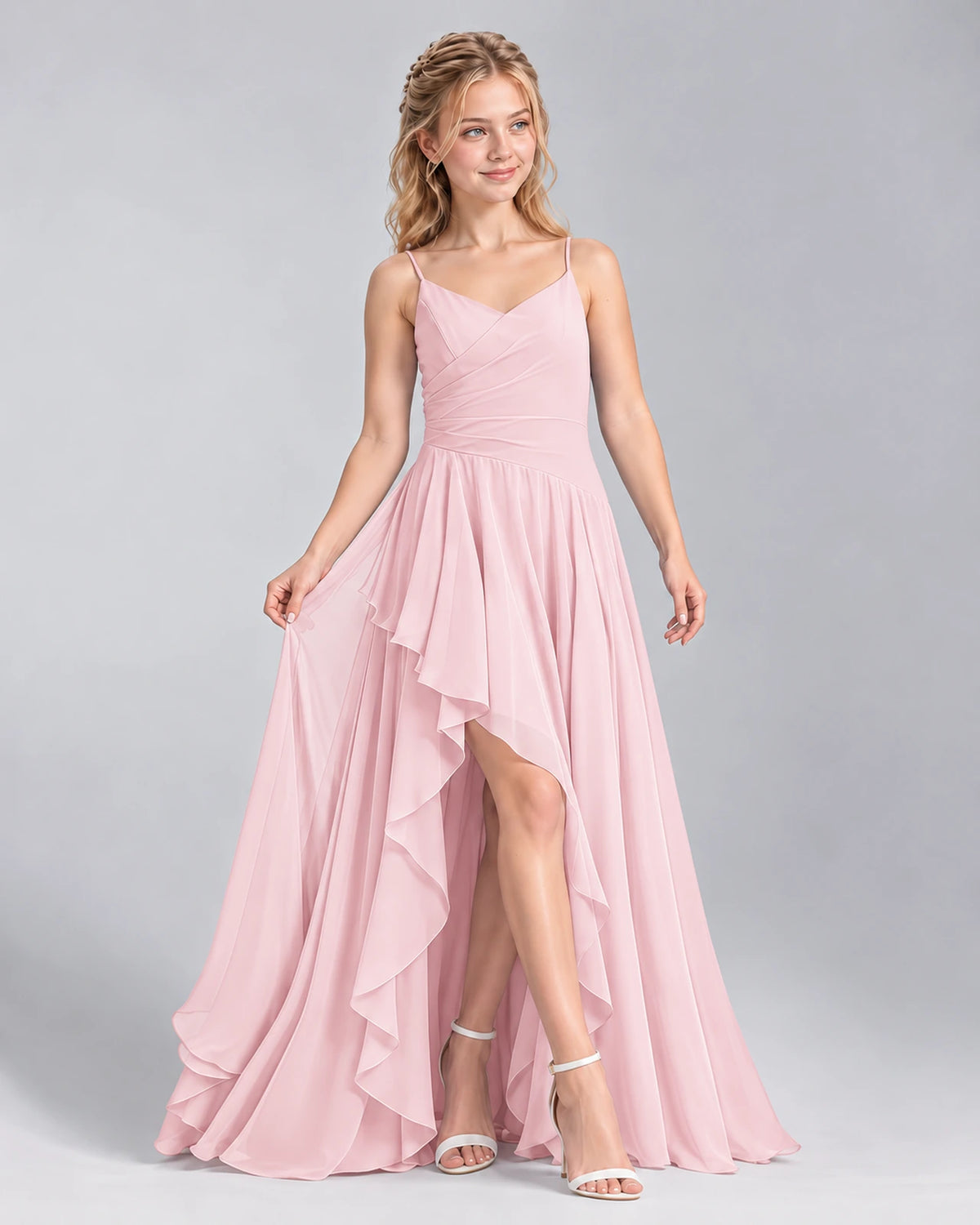 Pink A-line Junior Bridesmaid Dress Front