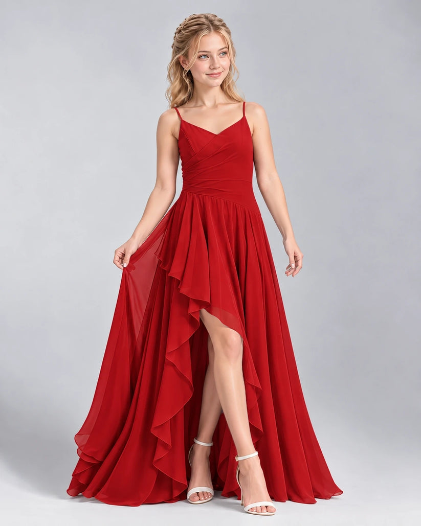 Red A-line Junior Bridesmaid Dress Front