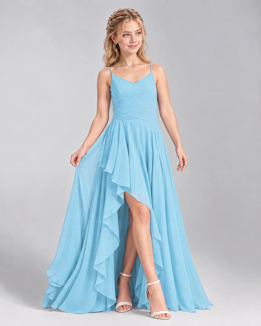 Sky Blue A-line Junior Bridesmaid Dress Front