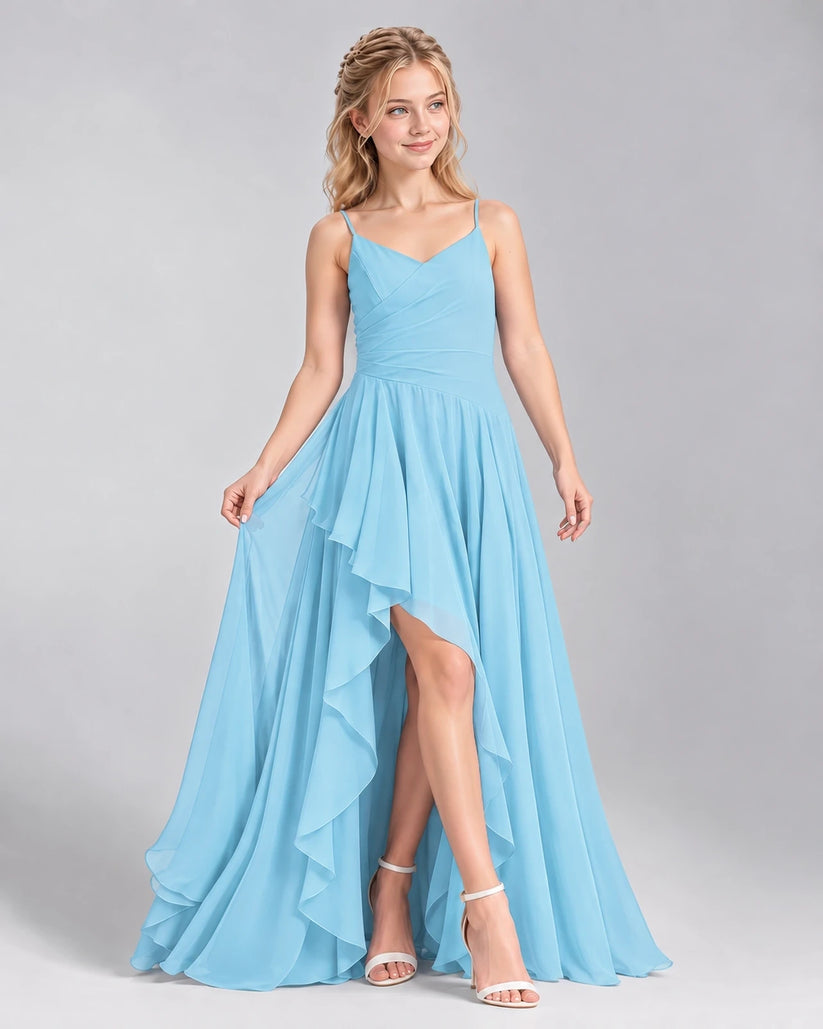 Sky Blue A-line Junior Bridesmaid Dress Front