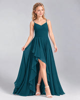Teal A-line Junior Bridesmaid Dress Front