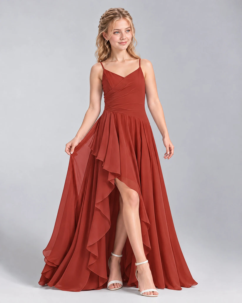 Vermilion A-line Junior Bridesmaid Dress Front