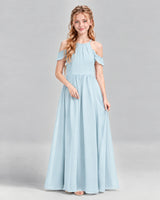 Baby Blue A-line Junior Bridesmaid Dress Front