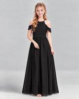 Black A-line Junior Bridesmaid Dress Front