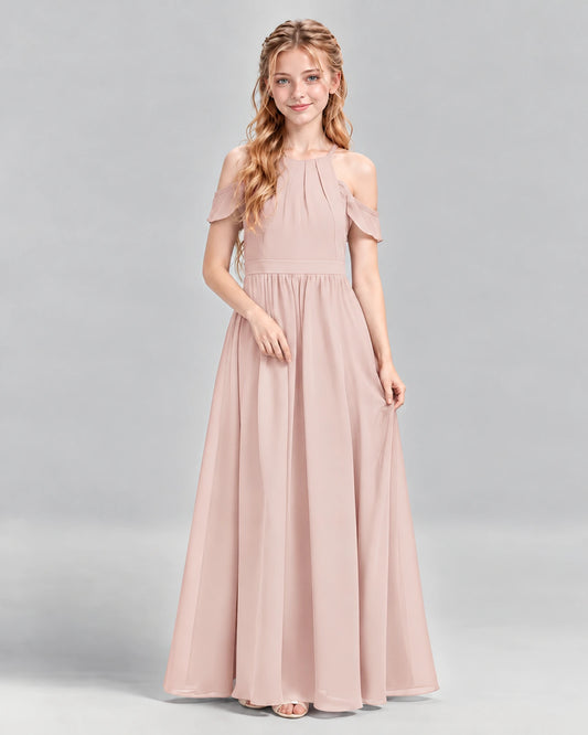 Blush Pink A-line Junior Bridesmaid Dress Front
