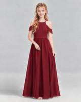 Burgundy A-line Junior Bridesmaid Dress Front