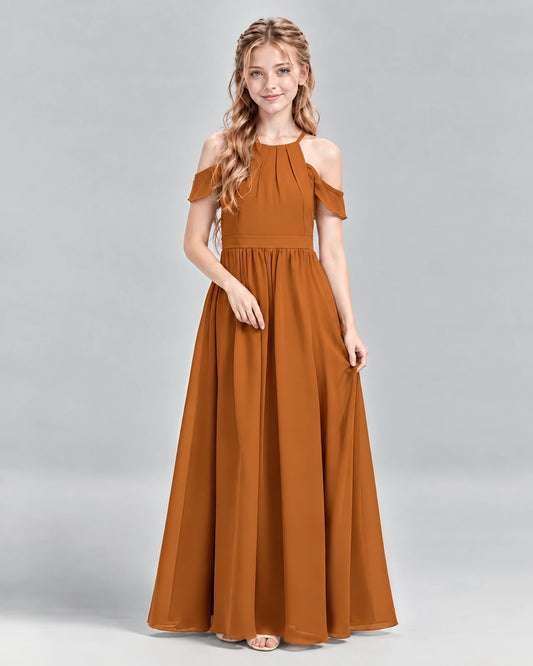 Burnt Orange A-line Junior Bridesmaid Dress Front