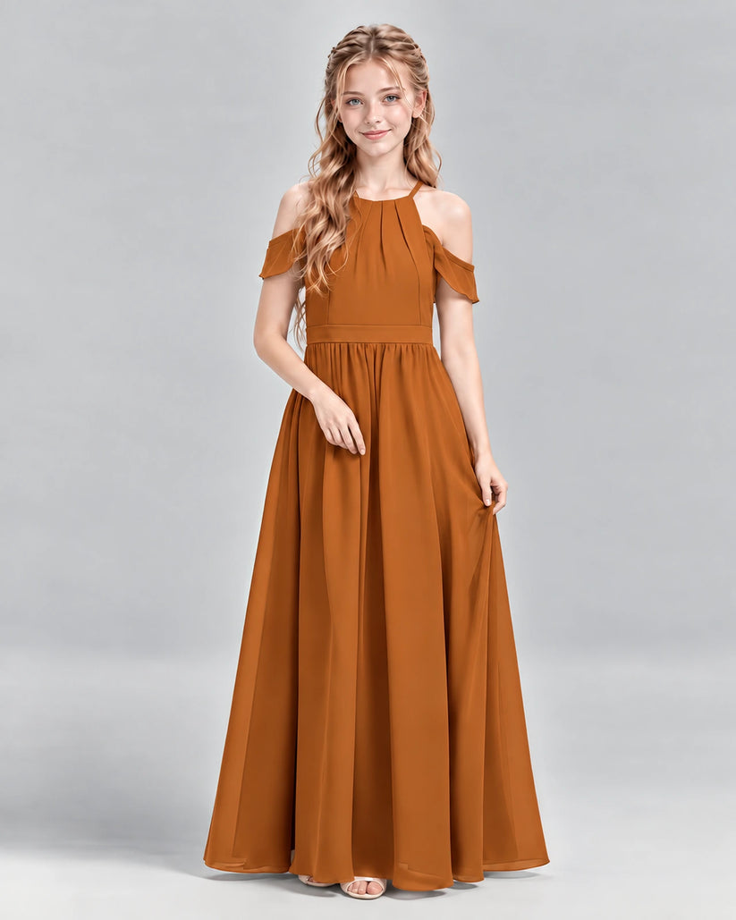 Burnt Orange A-line Junior Bridesmaid Dress Front