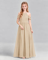Champagne A-line Junior Bridesmaid Dress Front