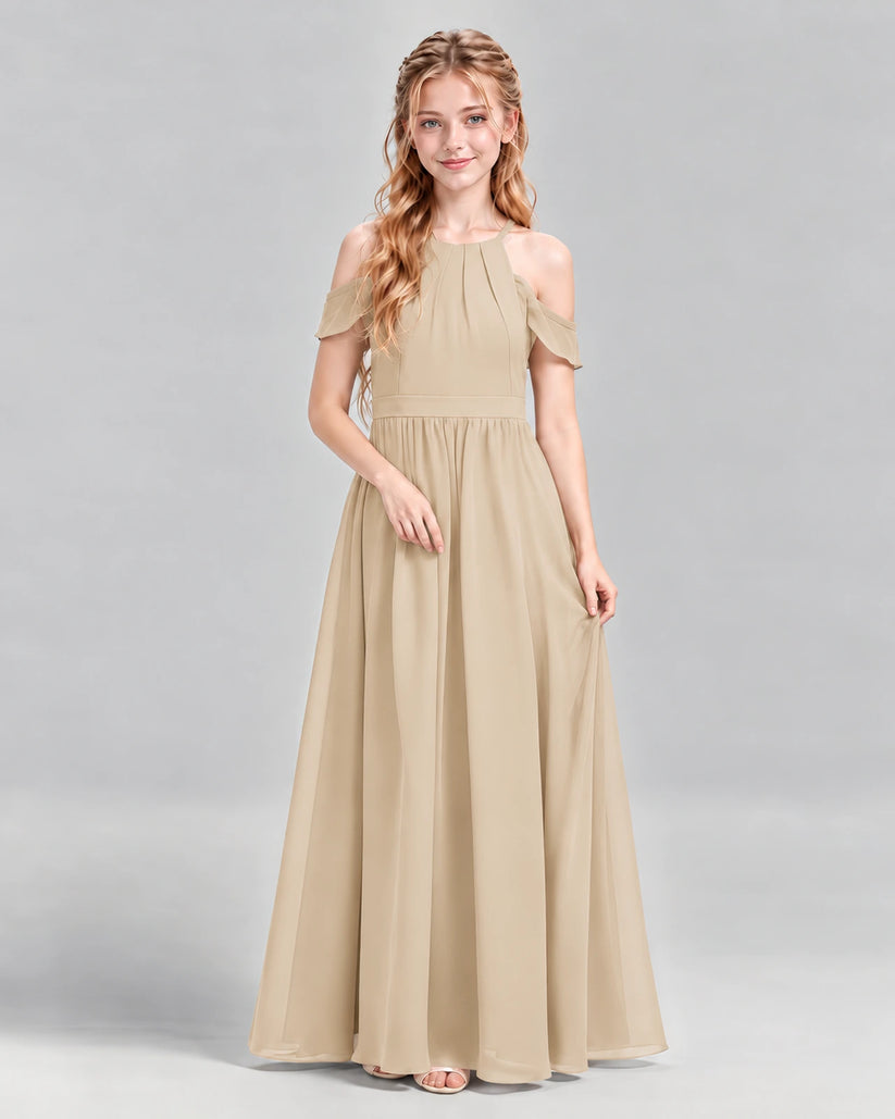 Champagne A-line Junior Bridesmaid Dress Front